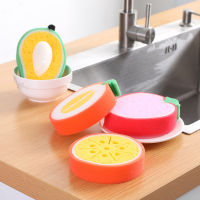 Creative Kitchen Fruit Thickened Sponge Scouring Pad Strong Decontamination Cartoon Dish Cloth Brush Pot Magic Wipe