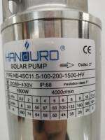 HANDURO ปั๊มบาดาล DC High Volt  1500W  200VDC  ท่อน้ำ 2"  11.5 คิว  100 ม.  รุ่น 4SC11.5-100-200-1500-HV  บ่อ 4" มีกล่องควบคุม