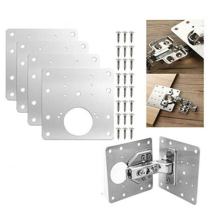 Idealhere Kitchen Cupboard Door Hinge Repair Kit Plate + Fixing Screws