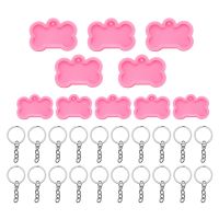 Dog Bone Resin Silicone Molds, 10Pcs DIY Cute Dog Tag Epoxy Resin Mold with 20 Pcs Keychains for DIY Crafts Making