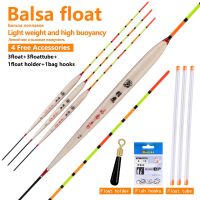 ✷ 3pcs/lot Balsa Fishing Floats 1 Bag Hooks 1 Buoy Holder Hollow Tail Buoy Sensitive Bobber Fresh Water Fishing Tackle Accessories