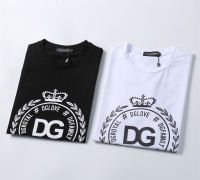 ▶คุณภาพของแท้◀เสื้อยืดผู้ชายฤดูร้อนแขนสั้น D + G แบรนด์ดั้งเดิมคอกลมผ้าฝ้ายนุ่มเสื้อยืดพิมพ์ลายตัวอักษรสไตล์ลำลอง