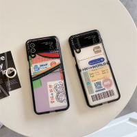 CASETiFY Samsung Z พลิก4เคสแข็งฉลากสำหรับการเดินทางอะคริลิค Galaxy Flip 3ใสสำหรับเด็กผู้หญิงเคสป้องกันแบบกันแรงสั่นสะเทือนเคสโทรศัพท์ใส