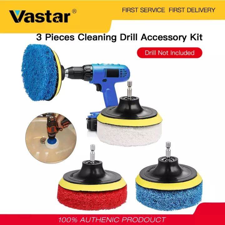 Vastar 5Pcs Bathroom Home Cleaning Brush Drill Accessory Kit Nylon