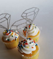 glitter diamond cutout ring cake cupcake toppers weddings, showers, parties, birthday, favors, candy table, dessert, Food Picks