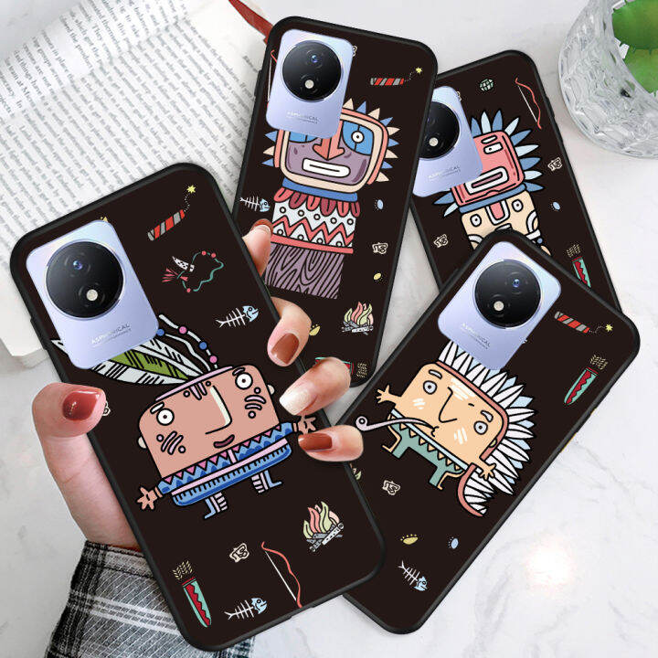 เคส-tpu-ซิลิโคนนิ่มลายการ์ตูนสำหรับ-vivo-แหวนใส่นิ้ว-y02a-y02t-ลายการ์ตูนชาวพื้นเมืองอินเดียดั้งเดิมของชนเผ่าพื้นเมืองเคสใส่โทรศัพท์