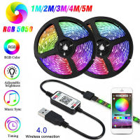 【❂Hot On Sale❂】 na07037036036666 1M/2M/3M/4M/5M Rgb ไฟแถบไฟ Led Dc 5V Usb ทีวี Lampu Belakang 5050 Smd ยืดหยุ่นเทปไฟเส้น Led แอพพ์บลูทูธอัจฉริยะ