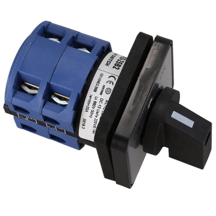 ac660v-25a-2-pole-3-position-momentary-plastic-rotary-changeover-switch-blue-black