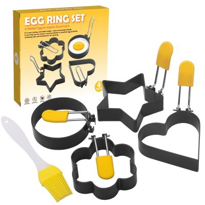 1 Set Fried Egg Model Non-stick Egg Ring Round Heart Star Flower Shaped Egg Mold Kitchen Cooking Accessories Cooking Gadgets