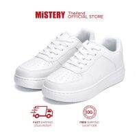 ✕☇✗ MISTERY รองเท้าผ้าใบหนัง พื้นหนา รุ่น AIR สีขาว ( MIS-704 )