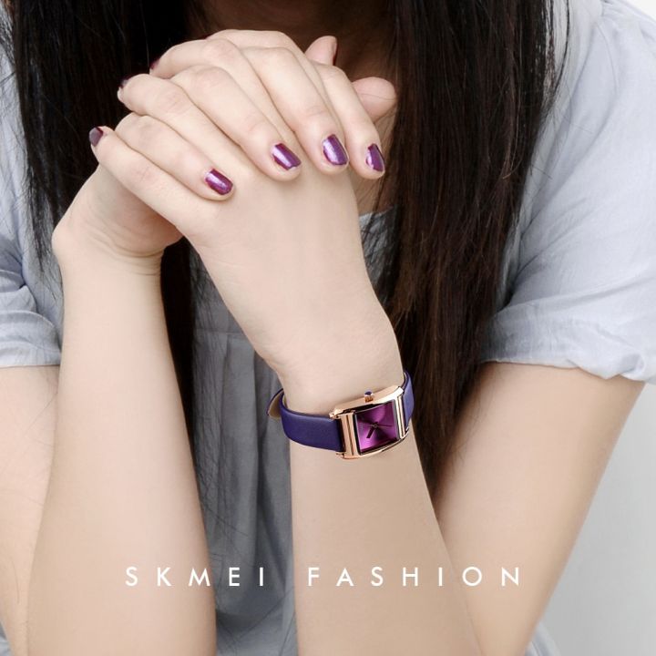 skmei-สตรีนาฬิกาหรูแบรนด์ชั้นนำหนังควอตซ์นาฬิกาผู้หญิงแฟชั่นสุภาพสตรีนาฬิกาข้อมือ