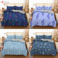 Homesky Musical Note Pattern Bedding Sets Printing Duvet Cover Pillowcase Comforter Bedding Sets Home Textile King Queen Size