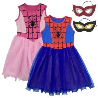 Disney Spiderman Girls Dressed Kids Clothes Cosplay Costume Dress Toddler Christmas Outfits Halloween Little Girls Pink Dress