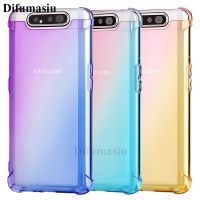 For Samsung Galaxy A80 Phone Cases Covers Gradient Color Silicone Soft TPU Casing Colorful Back Cover Anti Fall Samsung A80 Shockproof Soft Case