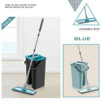 Flat Squeeze Mop and Bucket No Hand Twist Floor Cleaning Microfiber Pad Wet or Dry Use on Hardwood Composite Tile