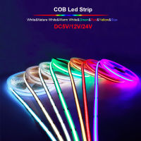 DC5V 12โวลต์24โวลต์ซังหลอดไฟ LED Strip 320 480 LED ความหนาแน่นสูงที่มีความยืดหยุ่น Led เทปริบบิ้น8มิลลิเมตรความกว้าง RA90น้ำแข็งสีฟ้าสีขาวสีแดงสีเขียวสีชมพู *