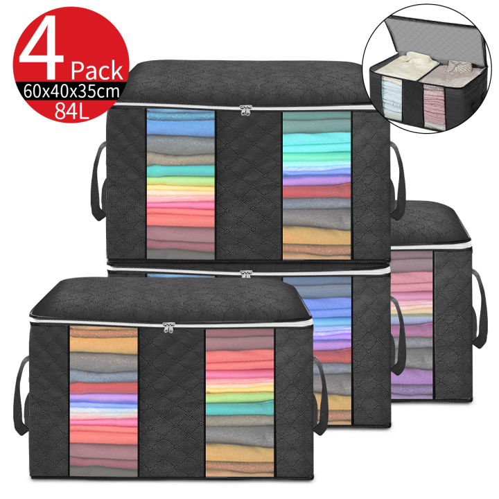 Large Capacity Clothes Storage Bag, 4Pack Closet Organizers for