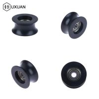 【LZ】❣✖✑  Black Rubber Coating Track Wheel Rolamentos de plástico Polia U-Shaped Groove Nylon POM Envolvido 14mm de diâmetro 5x26x13