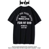 FEAR OF GOD ใหม่เสื้อยืดแฟชั่นคริสมาสต์ยีพิมพ์ผ้าฝ้ายหลวมแขนสั้นเสื้อยืด