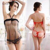 【CW】✥❒  Suits Cutouts Crotch Panties Transparent Mesh Halters Womens Clothing