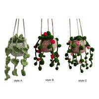 lujie Car Mirror Hanging Accessories Crochet Teen Gifts Funny Cute Potted Plants