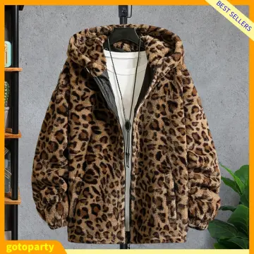 DMOYALA Mens Leopard Print Hoodie Coat Oversized Fleece Hoodies for Men  Thick Coats with Pockets Loose Fit Western Jackets Plus Size Work Jacket,Blue  Leopard Print,XS at Amazon Men's Clothing store