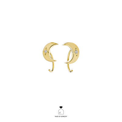 Haus of Jewelry - SELENE MOONLIGHT EARRINGS ต่างหูเงินแท้ ประดับเพชรคิวบิกเซอร์โคเนีย (Cubic Zirconia)