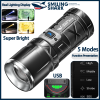 SmilingShark ไฟฉายเดิม SD-7100 Yellow-light-Torch-light-Super-Bright-Type-C-Rechargeable-5modes-Zoomable-Waterproof-for-Camping-Hiking LED
