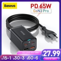 Baseus อะแดปเตอร์ที่ชาร์จความเร็วสูง PD 65W GaN3 Pro เครื่องชาร์จ USB เครื่องชาร์จอย่างรวดเร็วสำหรับ iPhone 12 13 11 Xiaomi โทรศัพท์มือถือแท็บเล็ต