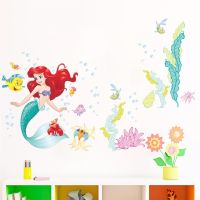 Mermaid Princess Wallpaper For Baby Room Kids Child Bedroom Decoration Self Adhesive Wall Sticker Cute Cartoon Home Decor Decals