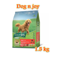 DOG n joy (ด็อก เอ็นจอย) าหารเม็ดสำหรับสุนัขสายพันธุ์ใหญ่ สูตรเนื้อและตับไก่ 1.5 กก.