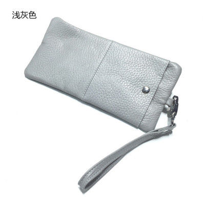 Arliwwi 100 Genuine Leather Women Solid Colors Cluthes Purses Real Cowhide Ladys Roomy Phone Bag With Card Holders GH04