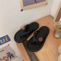 Mute non-slip cute flip-flops womens summer home indoor non-slip bathroom solid color slippers womens sandals