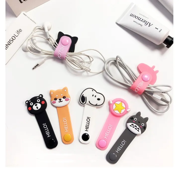 Universal Phone Cable Cute Animal Anime Characters Winder Clip Wire ...