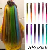 Leeons 5Pcs/lot One Clip In Synthetic Hair Extensions Natural Hair Clip Ins Long Straight Hair Pieces For Women Pure And Ombre