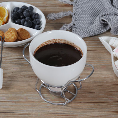 Porcelain cheese fondue set, chocolate melting bowl for home diy fondue