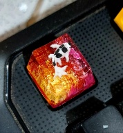 Keycap artisan ca koi 1u hiệu ứng đỏ vàng trang trí bàn phím cơ gaming. thumbnail