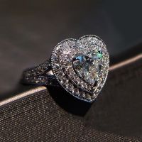 [COD] Internet celebrity temperament love diamond ring simple heart-shaped zircon stylish personality versatile decoration hot