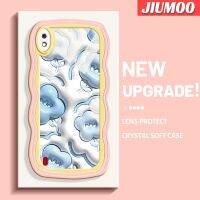 JIUMOO เคส A71 A01ปลอกสำหรับ Samsung A10แฟชั่นเคสโทรศัพท์ลวดลายขอบซิลิโคนน้ำแบบนิ่มลายคลื่นขอบ3D สีฟ้าเคสป้องกันกล้องเลนส์คลุมทั้งหมดเคสฝาครอบเคสนิ่ม