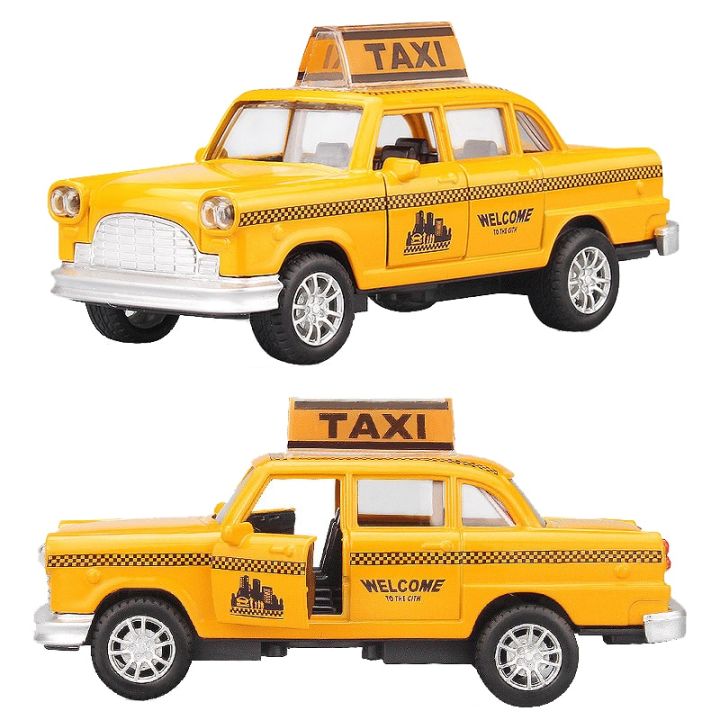Cổ Điển Hợp Kim Kéo Trở Lại Màu Vàng Taxi Xe Hơi Mô Hình Với Ánh