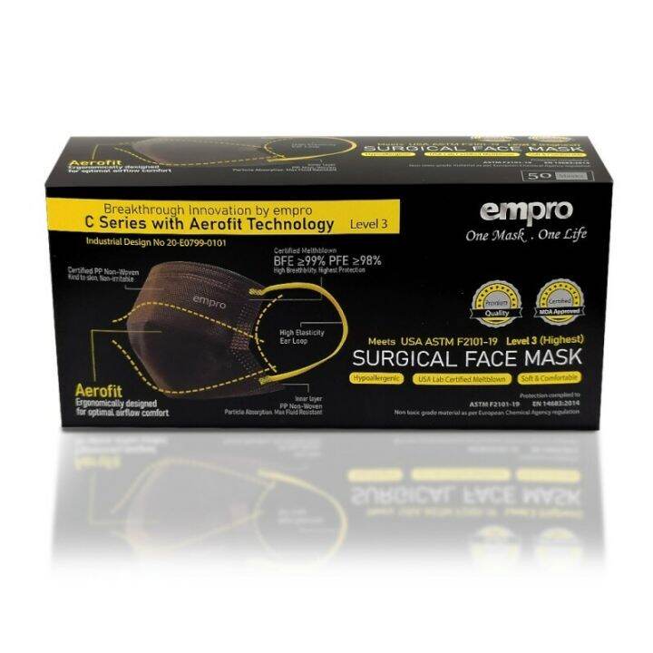 Empro Aerofit C Series Surgical Face Mask Black 50s Lazada