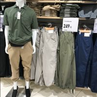 2023แท้ UNIQLO ผ้าฝ้าย Kam ยืดระบายอากาศได้ดี,ระบายอากาศได้ดีสำหรับผู้ชายกางเกงกางเกงขายาวเข้ารูป