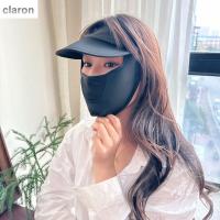 CLARON สีทึบกีฬาระบายอากาศปรับได้สำหรับผู้หญิงผ้าคลุมกันครีมกันแดดเดินป่ากลางแจ้งป้องกันรังสียูวีผ้าปิดหน้ากันแดดผ้าไอซ์ซิลค์หน้า Gini