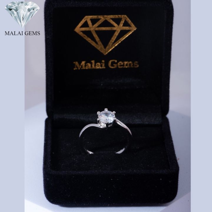 malai-gems-แหวนเพชร-เงินแท้-925-เคลือบทองคำขาว-ประดับเพชรสวิส-cz-รุ่น-071-8r34867-แถมกล่อง-แหวนเงินแท้-แหวนเงิน-แหวน