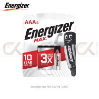 ถ่านอัลคาไลน์ Energizer Max ขนาด AAA 1.5V P4 Alkaline Batteries (LR03) แพ็ค 4 ก้อน แท้ศูนย์