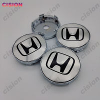 4PCS 60มม. เงินสีดำรถสัญลักษณ์ล้อ Center Rim Hub Caps Decal Hubcaps สำหรับ Honda Jazz Shuttle Fit City Civic Brio Accord BRV CRV HRV Freed Stream Vezel Mobilio Odyssey ครอบคลุมสติ๊กเกอร์สัญลักษณ์