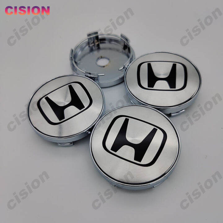 4PCS 60mm Silver Black Car Emblem Wheel Center Rim Hub Caps Decal