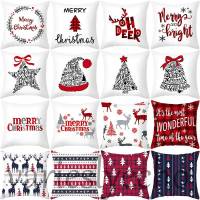 Christmas Pillowcase Set of 4 Christmas Pillow Cushion Multicolor Print Snowman Santa Throw Reindeer Elk Pillow Covers Xmas Krismas Decorative
