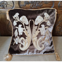 Medicci Home European Cushion Cover Luxury Velvet Home Decorative Embroidery Petunias Pillow Case Pillowcase Sofa Chair Bedroom