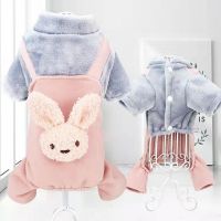 Winter autumn pet dog Cotton padded clothes with cute rabbit design thicken warm cat dog Jumpsuit for teddy Pomeranian